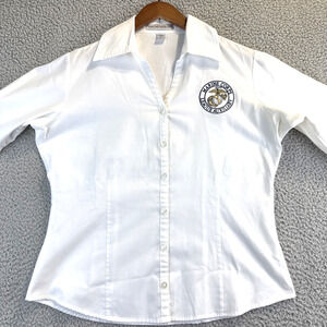 Port Authority Ladies Med M Marine Corps League Auxiliary Logo White Long Sleeve